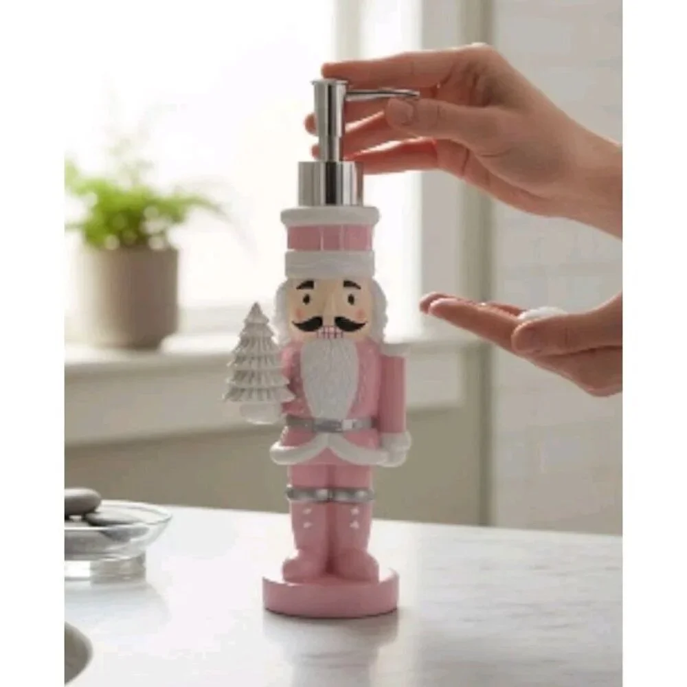 New Pink Candyland Nutcracker Christmas Holiday Soap Dispenser Decoration